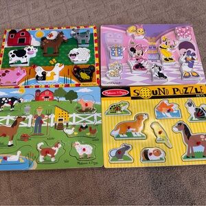 Melissa & Doug Animal Sound Puzzle Set - Green, Yellow, Pink